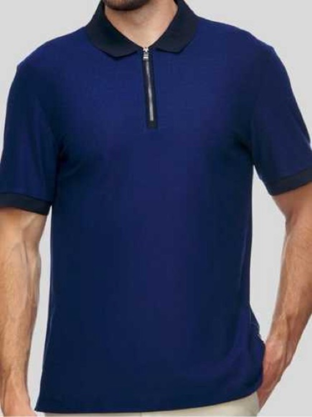 EUC Boss Hugo Boss Polston Half Zip Knit Navy Blue Polo Collared Shirt Small